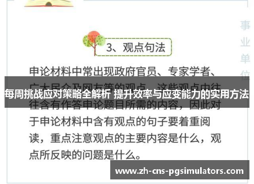 每周挑战应对策略全解析 提升效率与应变能力的实用方法